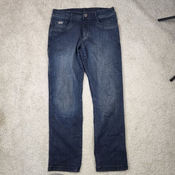 KUHL Mens Denim Klassik 32x32 Blue Jeans Straight Fit Cargo Pants Indigo Dye REI - Picture 3 of 9